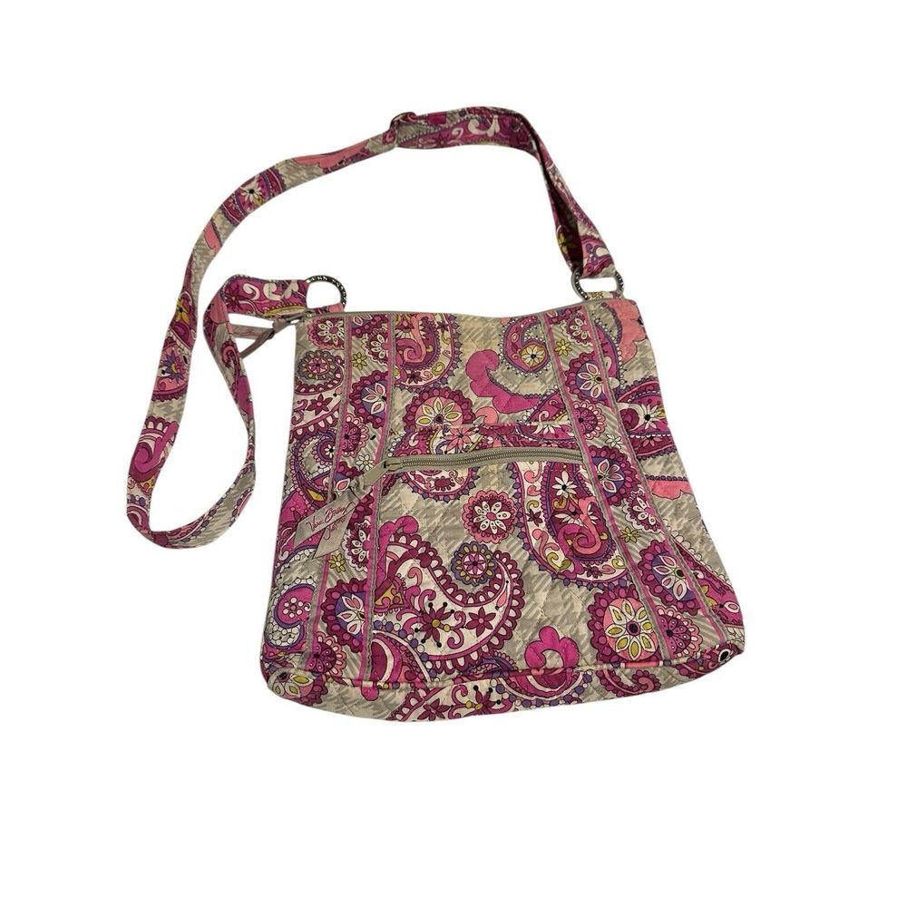 Vera Bradley Crossbody Pink Gray Paisley Medium Pockets Zippered Women's RR-1